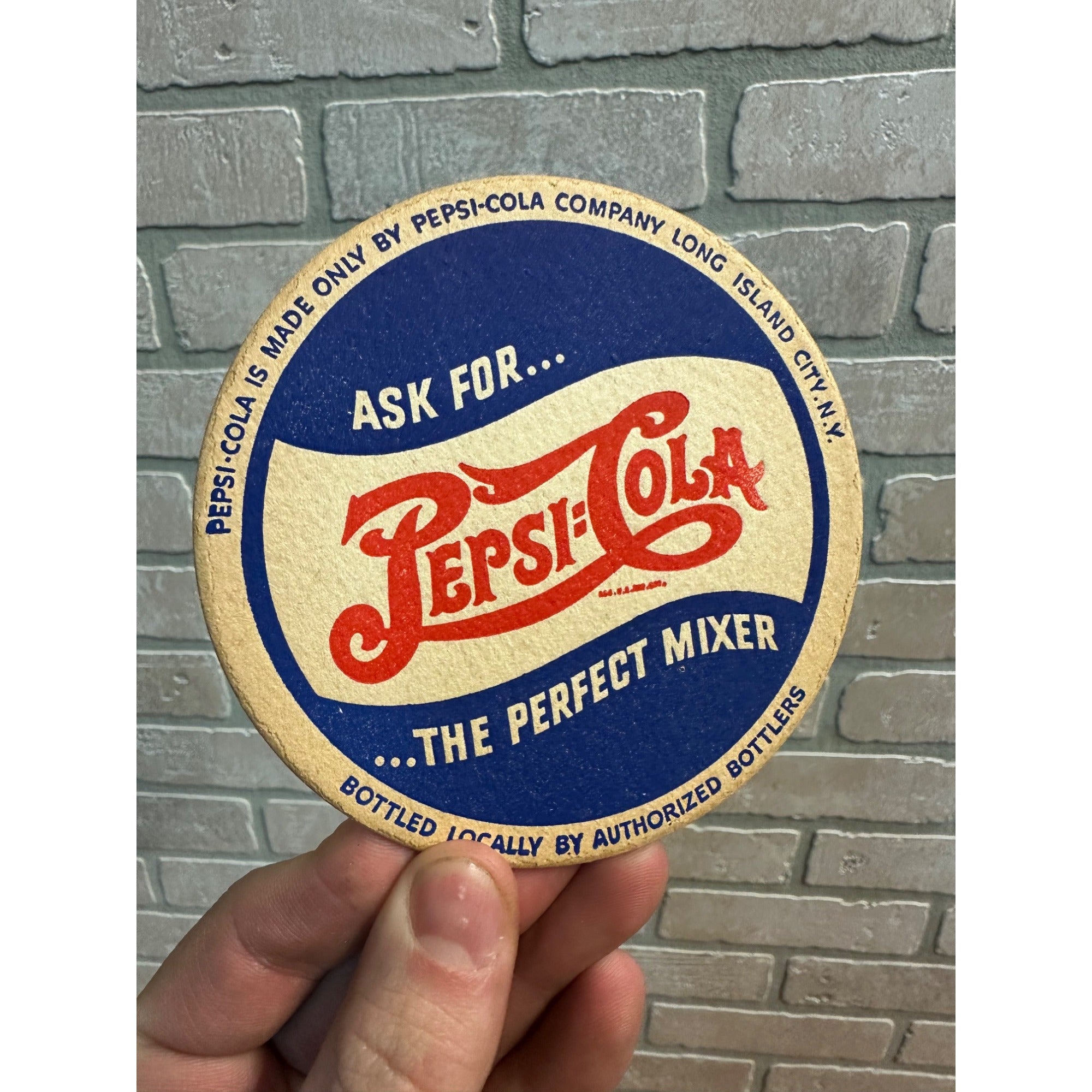 Vintage 1940s Pepsi Cola Advertising Coaster Double Dot Perfect Mixer "Ask For.."