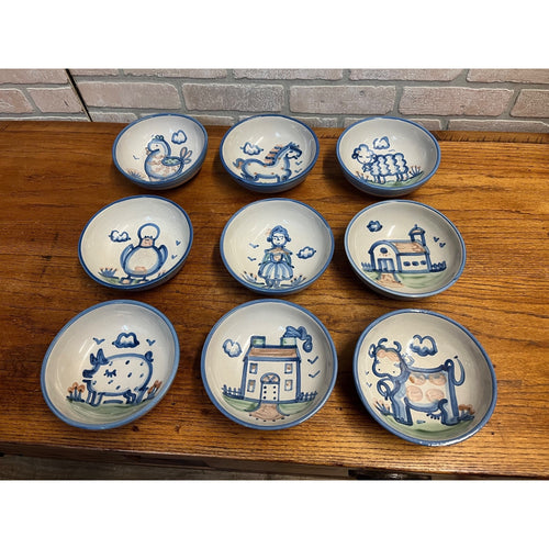 Vintage MA Hadley Mid Century American Pottery Farm Animals Cereal Bowls Lot 9