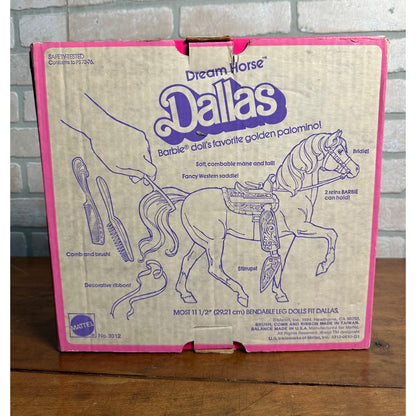 Vintage 1980 Barbie Dream Horse Dallas w/ Box Palomino Brown Saddle