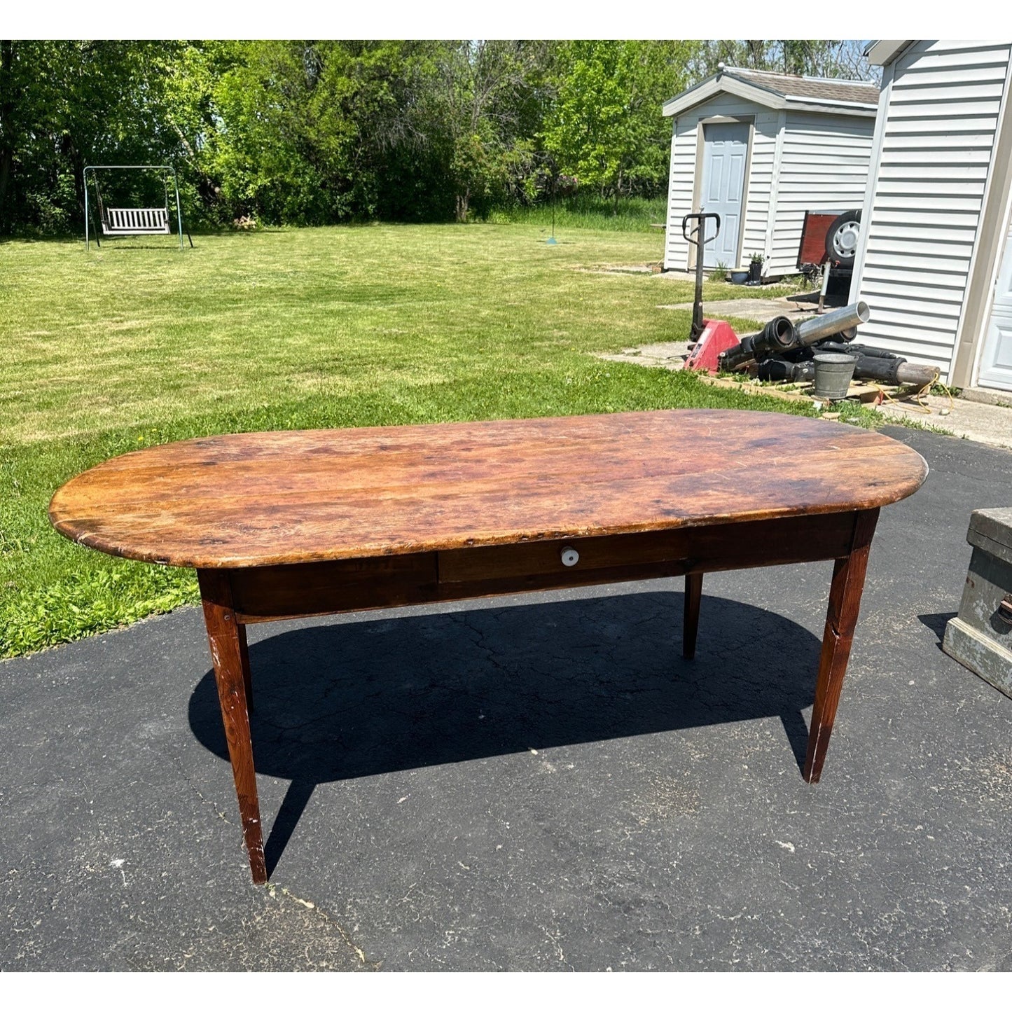 Antique 6ft Long Rustic Primitive Wooden Farmhouse Table