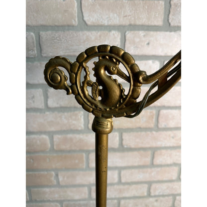 ANTIQUE 1930S CAST IRON SEAHORSE BRIDGE LAMP ART DECO 55" FLOOR LAMP