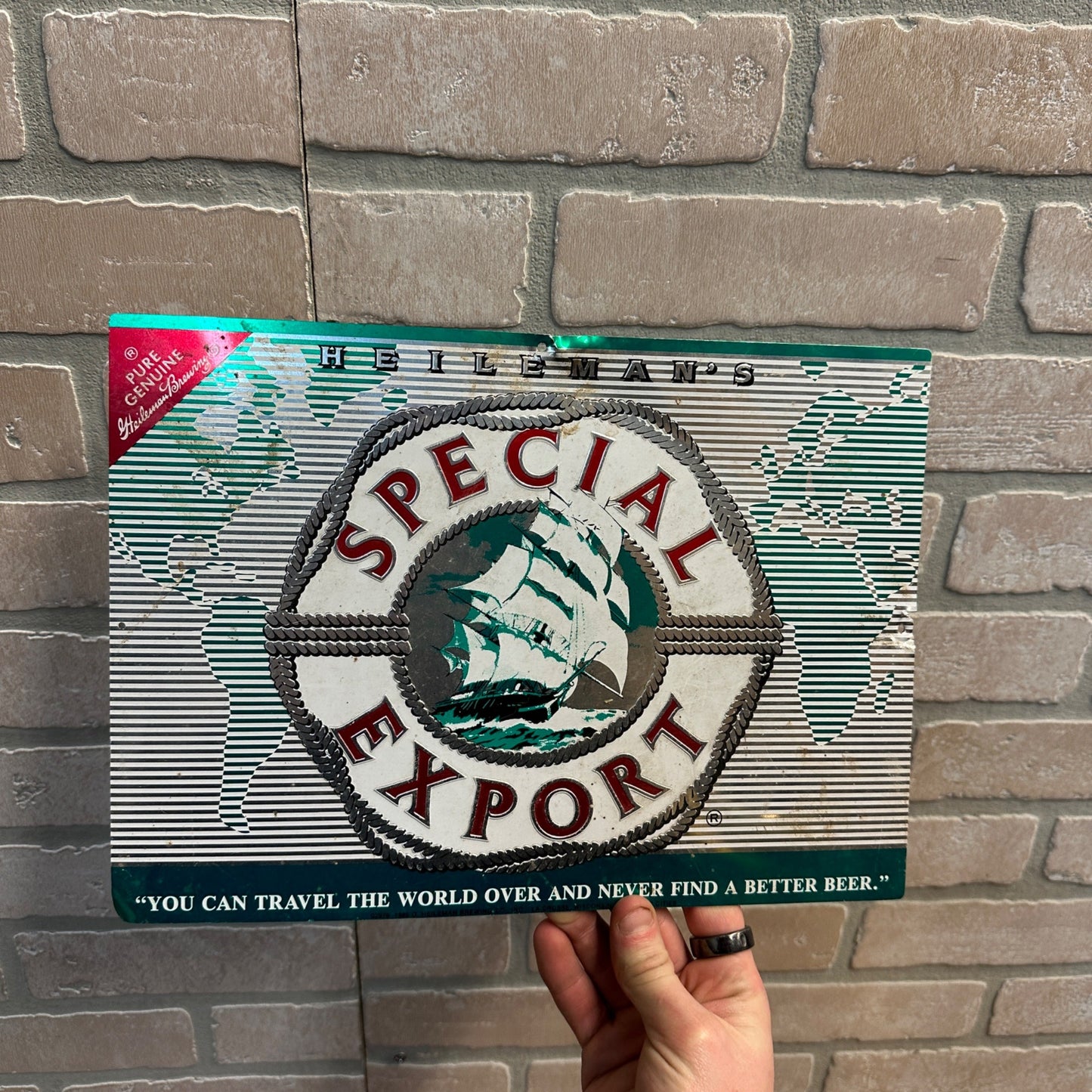 Vintage 1986 Heileman's Special Export Beer Stamped Metal Sign La Crosse Old Style