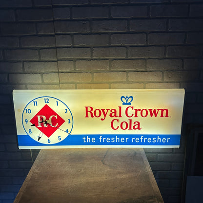 Vintage 1960s Royal Crown Cola RC Soda Lighted Advertising Clock Sign