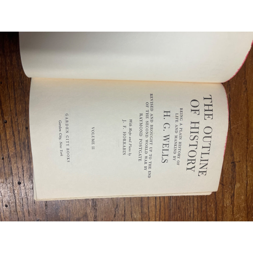 1949 The Outline of History Volumes I and II By H.G. Wells Hardcover Book Vintage Antique