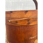 Antique Primitive 19th c. Wooden Firkin Sugar Pail Bucket Lid & Handle Farmhouse