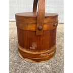 Antique Primitive 19th c. Wooden Firkin Sugar Pail Bucket Lid & Handle Farmhouse