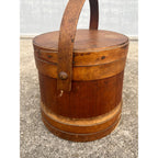 Antique Primitive 19th c. Wooden Firkin Sugar Pail Bucket Lid & Handle Farmhouse
