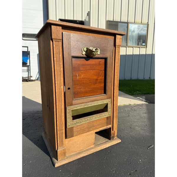 5¢ Mills Novelty Co. OK Automatic Gum Vender Slot Machine Wood Base Oak