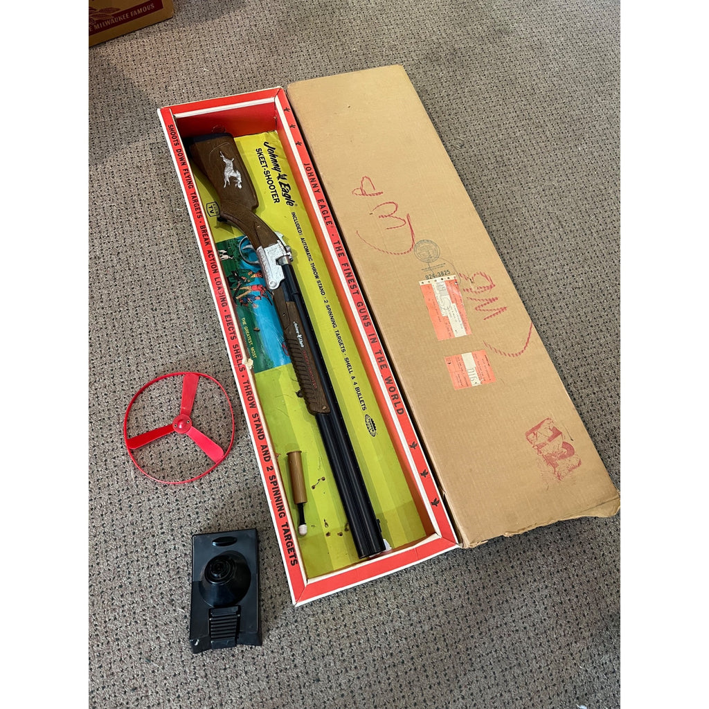 Vintage Topper Toy Johnny Eagle Skeet Shooter Break Barrel Toy with Box