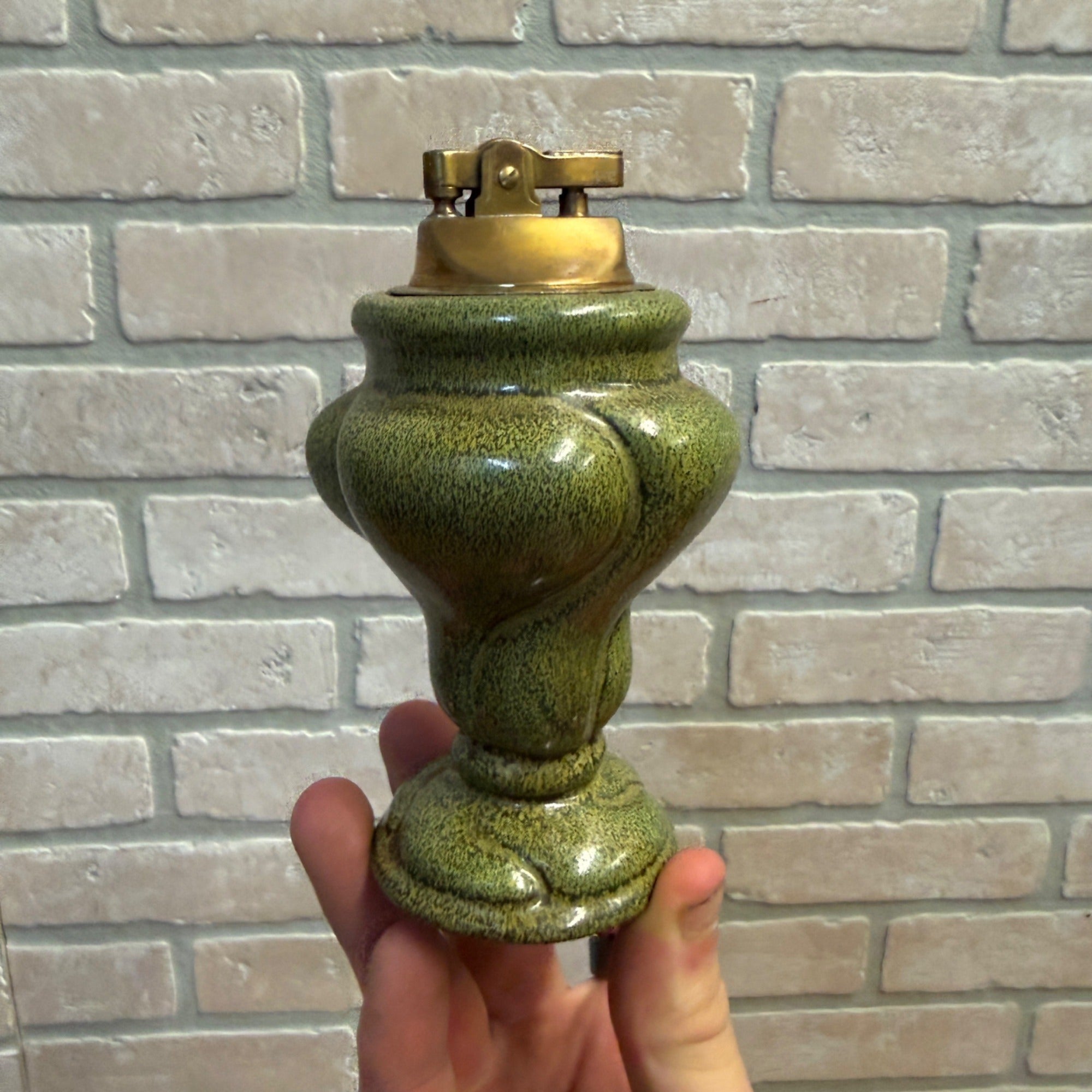Vintage Green Mid Century Table Top Lighter 1960s Decor
