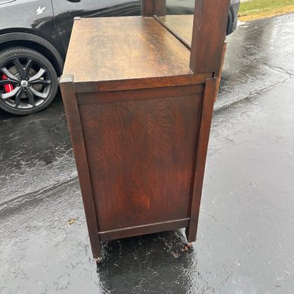 Mission Oak Arts & Crafts Art Deco Buffet Serve Sideboard Cabinet Bar w/ Mirror