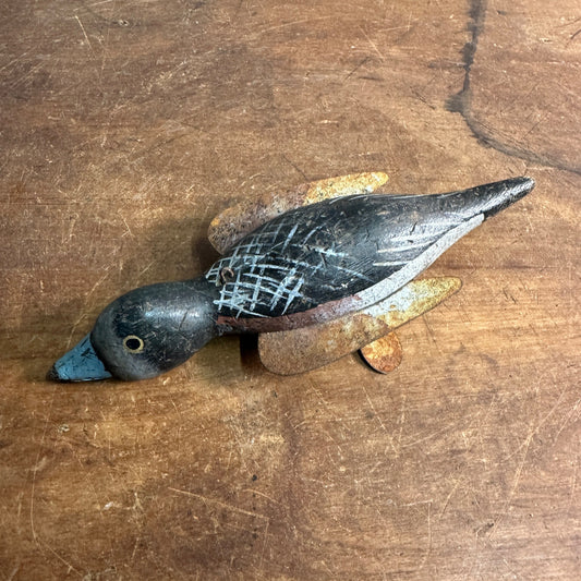 ANTIQUE VINTAGE DUCK BLUE BILL ICE FISHING SPEARING DECOY WEIGHTED  FOLK ART