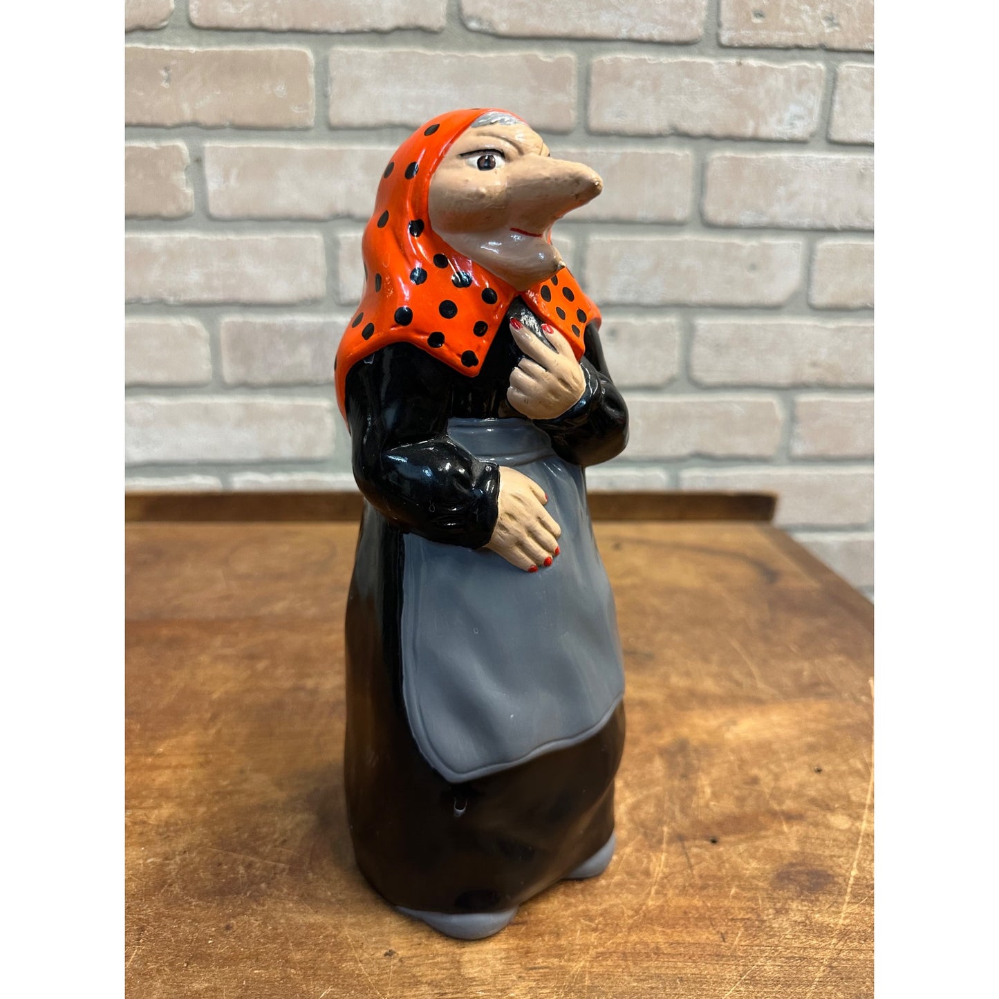 Vintage Halloween Old Witch Ceramic 10.5" Figure - Signed Doc Holliday 1980