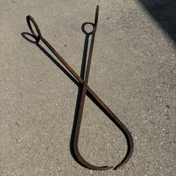 Antique Vintage 1900s Cast Steel Long Fireplace Log Wood Grabbing Tongs Tool 27"