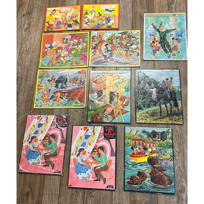 Vintage Huge Lot (11) Whitman Walt Disney Puzzle Trays Mickey Mouse Tom Jerry ++