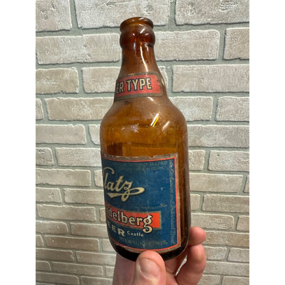 Vintage 1940s Blatz Old Heidelberg Castle Beer Bottle w/ Paper Label IRTP Steinie