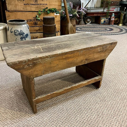 Antique Wooden Garden Bench Entryway Stool Plant Stand