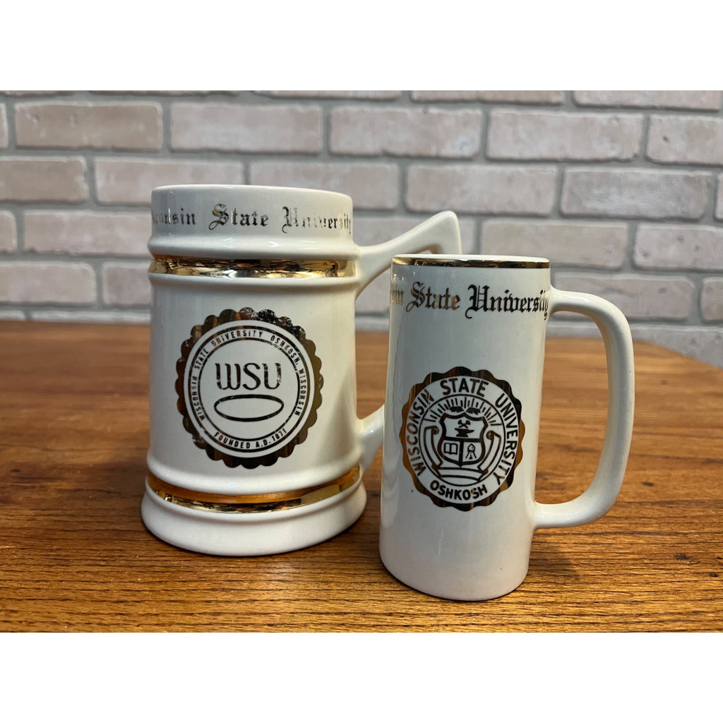 Vintage 1950s Wisconsin State College Oshkosh Wis University Mugs Bunting