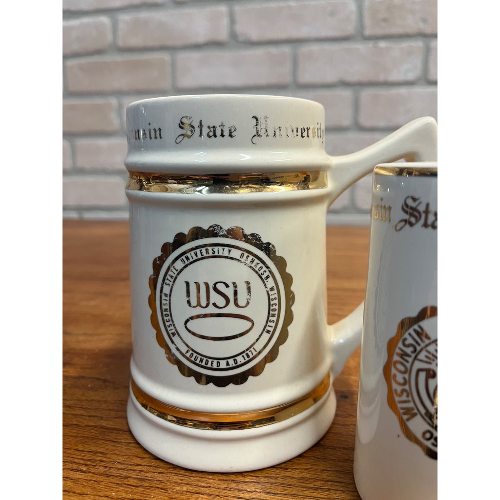 Vintage 1950s Wisconsin State College Oshkosh Wis University Mugs Bunting