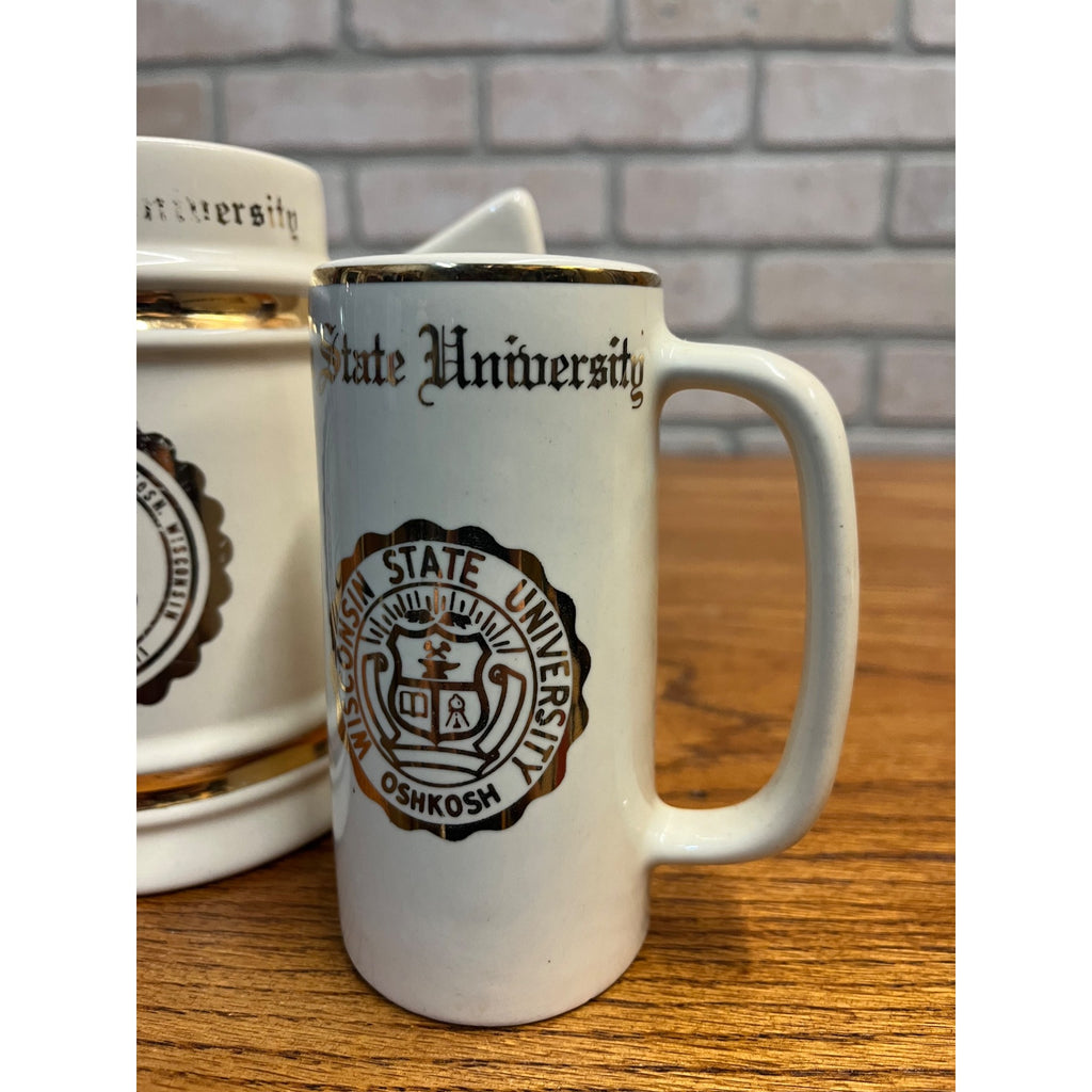 Vintage 1950s Wisconsin State College Oshkosh Wis University Mugs Bunting