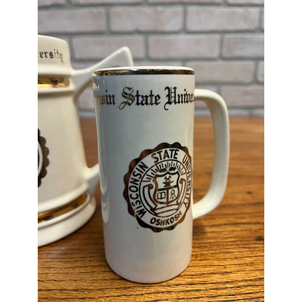 Vintage 1950s Wisconsin State College Oshkosh Wis University Mugs Bunting