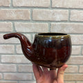 Vintage Smoking Pipe Glazed Ceramic Planter MCM Brown and Green Japan