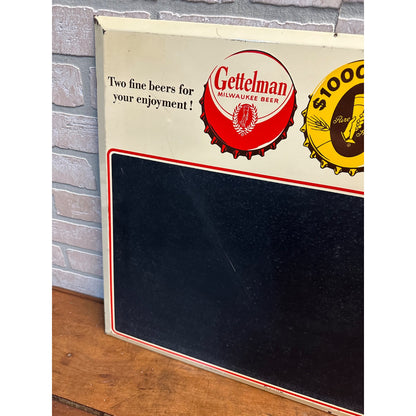 Vintage Gettelman $1000 Beer Advertising Sign Tin Chalkboard Menu Board