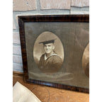 Original WWI US Navy Salior in Uniform Framed Photos, RPPC + Wisconsin Cap Hat
