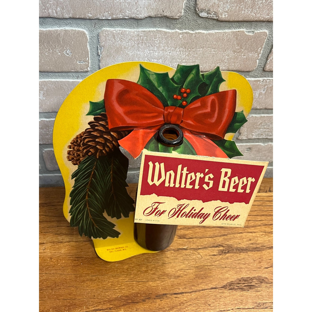 Vintage Walter's Brewing Co. Holiday Beer Advertising Sign Display Eau Claire WI