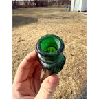 Antique 19th c. Green Ribbed Glass Poison Bottle Jar Small 2.5" Miniature