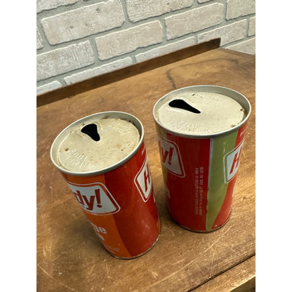 Vintage HOWDY Soda Pop Cans (2) Cola + Orange Steel Pull Tab Flat Top