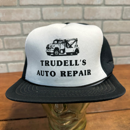 VINTAGE TRUDELL AUTO REPAIR SUAMICO WIS RETRO SNAPBACK HAT WRECKER TOW TRUCK