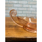 Vintage Fostoria "June" Large Pink Scroll Handled Oval Console Bowl #2395