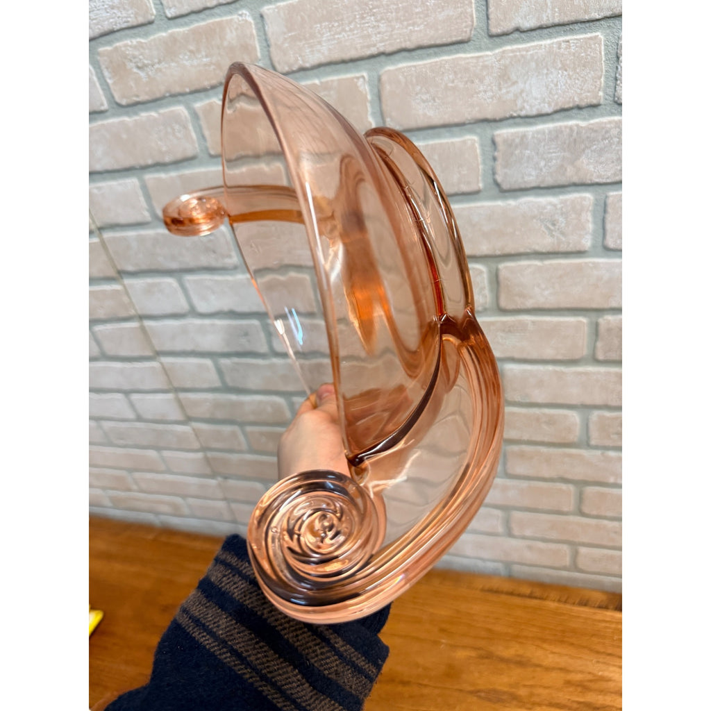 Vintage Fostoria "June" Large Pink Scroll Handled Oval Console Bowl #2395