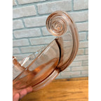 Vintage Fostoria "June" Large Pink Scroll Handled Oval Console Bowl #2395