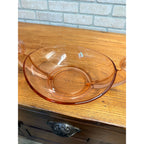 Vintage Fostoria "June" Large Pink Scroll Handled Oval Console Bowl #2395
