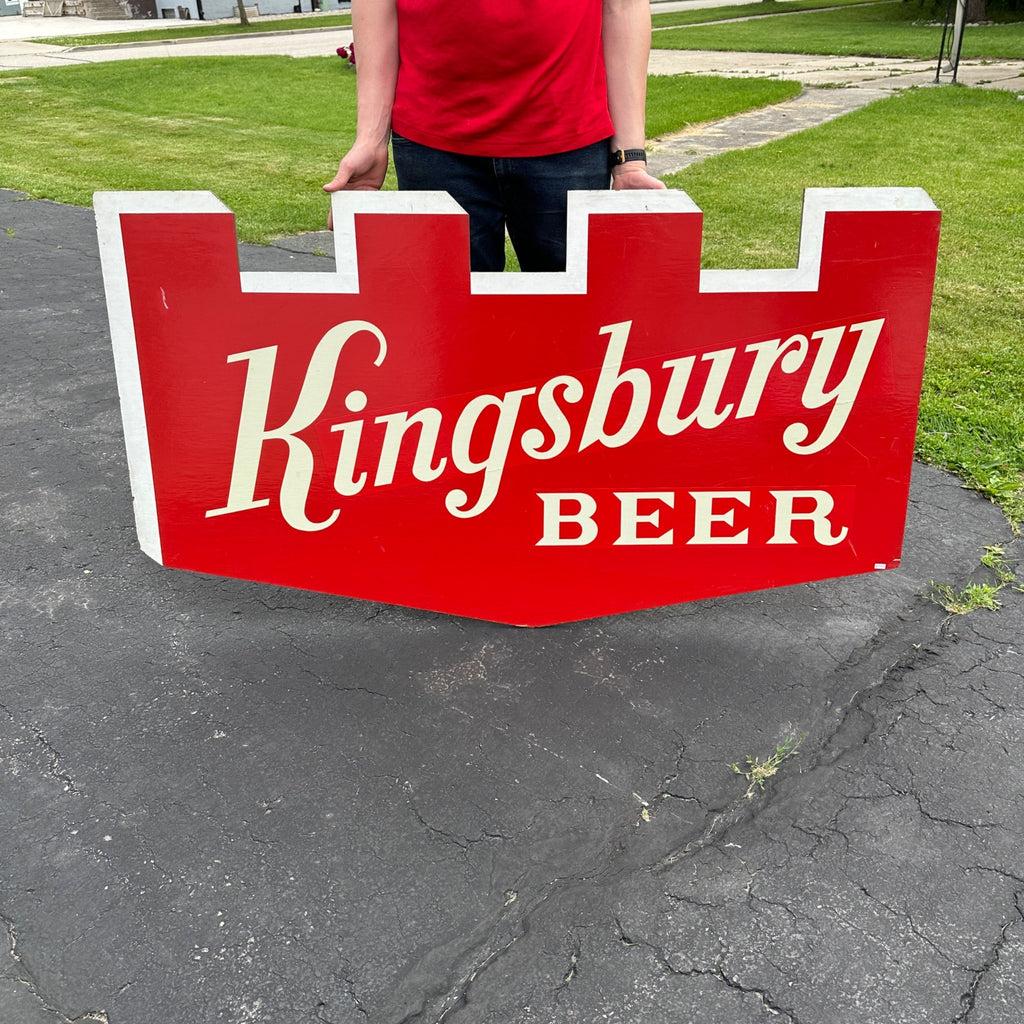 Vintage 1950s Kingsbury Beer Wooden 5ft Advertising Sign Wisconsin