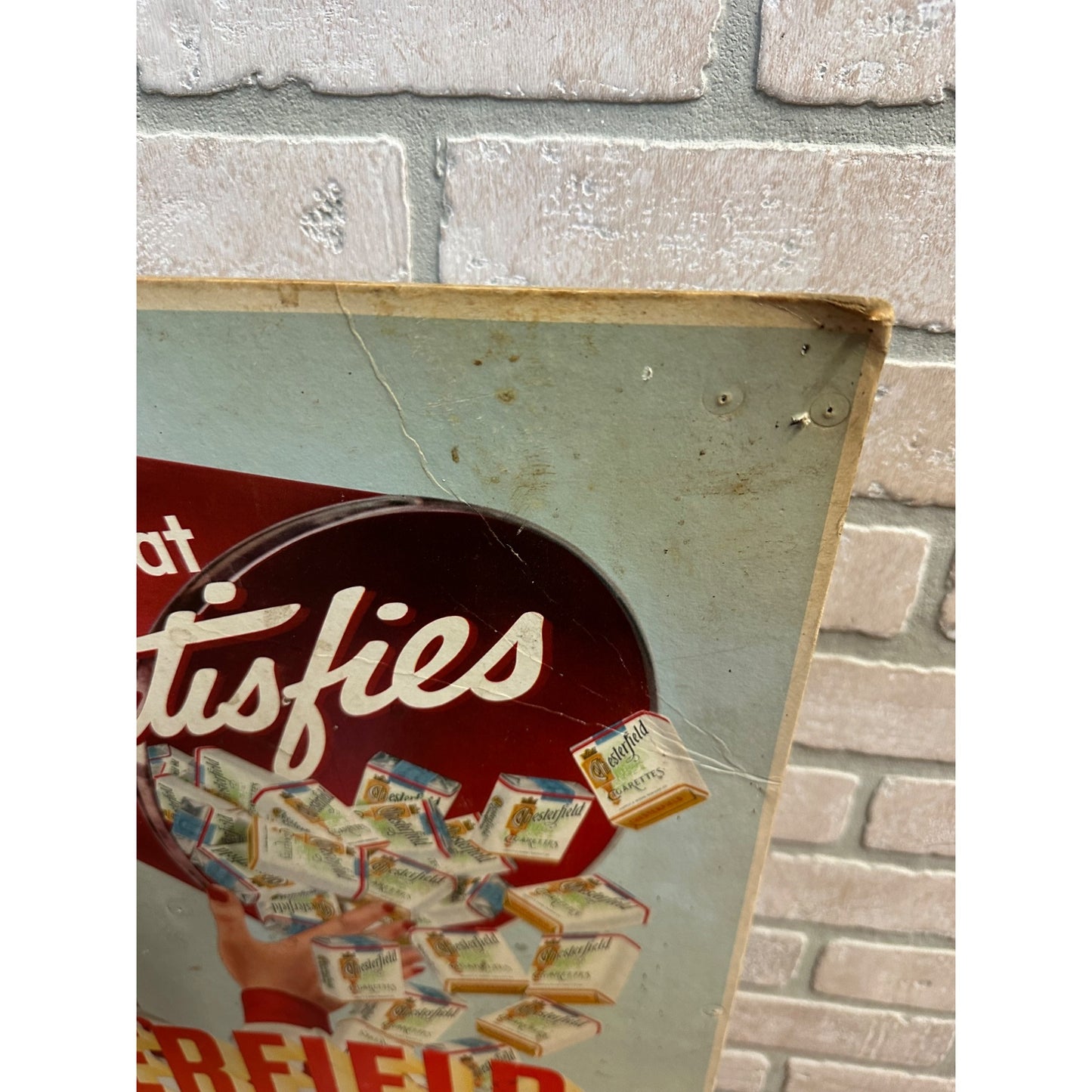 Vintage 1940s Chesterfield Cigarettes Cheerleader Advertising Cardboard Sign