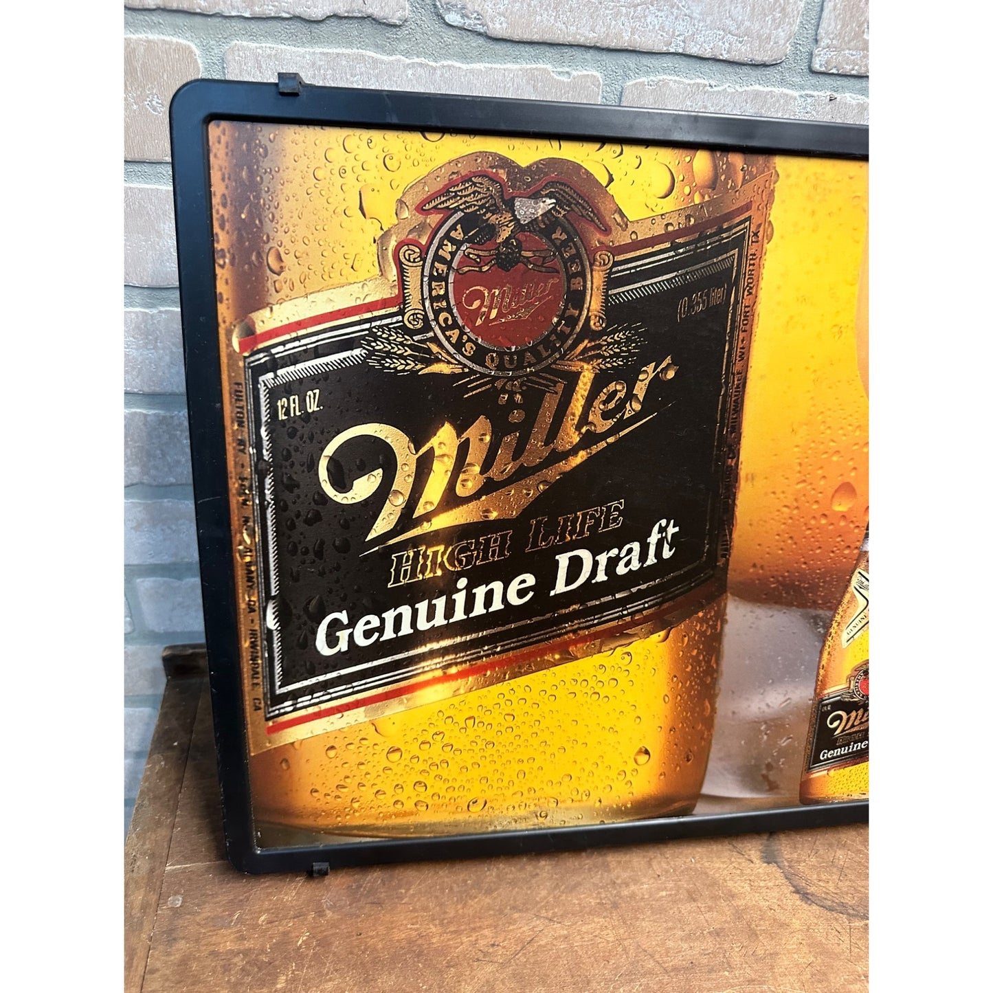 Vintage 1986 Miller Genuine Draft MGD Lighted Beer Bar Pub Sign Lights Up - Works!