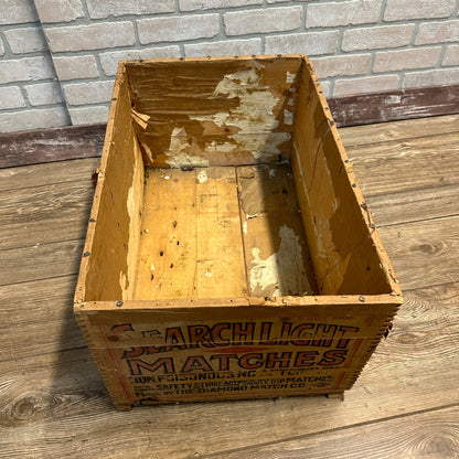 Vintage Early 1900s Searchlight Matches Wooden Advertising Crate Box