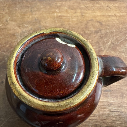 Vintage Small 2.5" Bean Pot "Souvenir of Milwaukee Wis" Stoneware Crock - Red Wing?