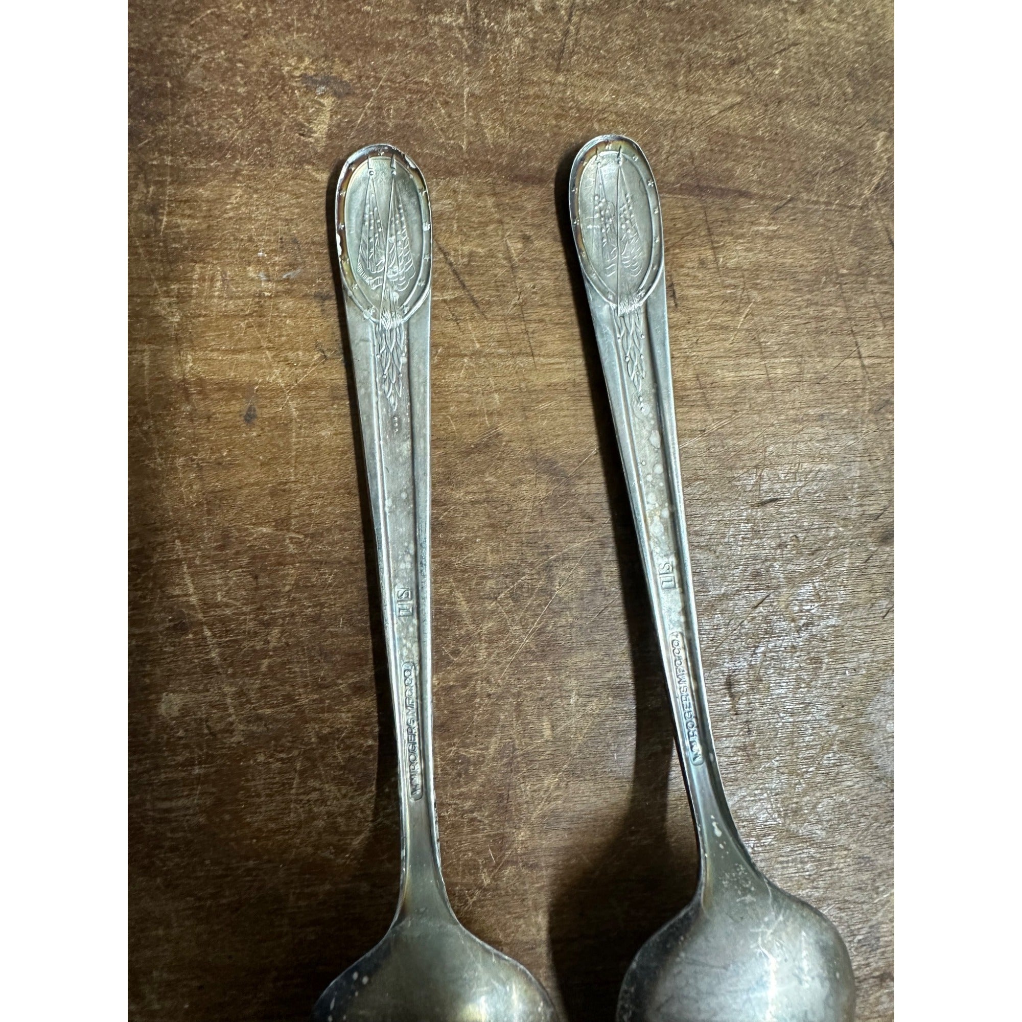 Vintage Wm. Rogers Silverplate John F. Kennedy + John Adams Presidential Spoons