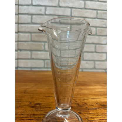 Vintage 1900s Apothecary Beaker w/ Double Spout Pharmacy Lab Embossed 7"