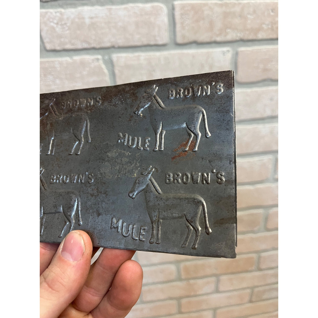Vintage Brown's Mule Chewing Tobacco Tin Embossing Mold 6" by 4"