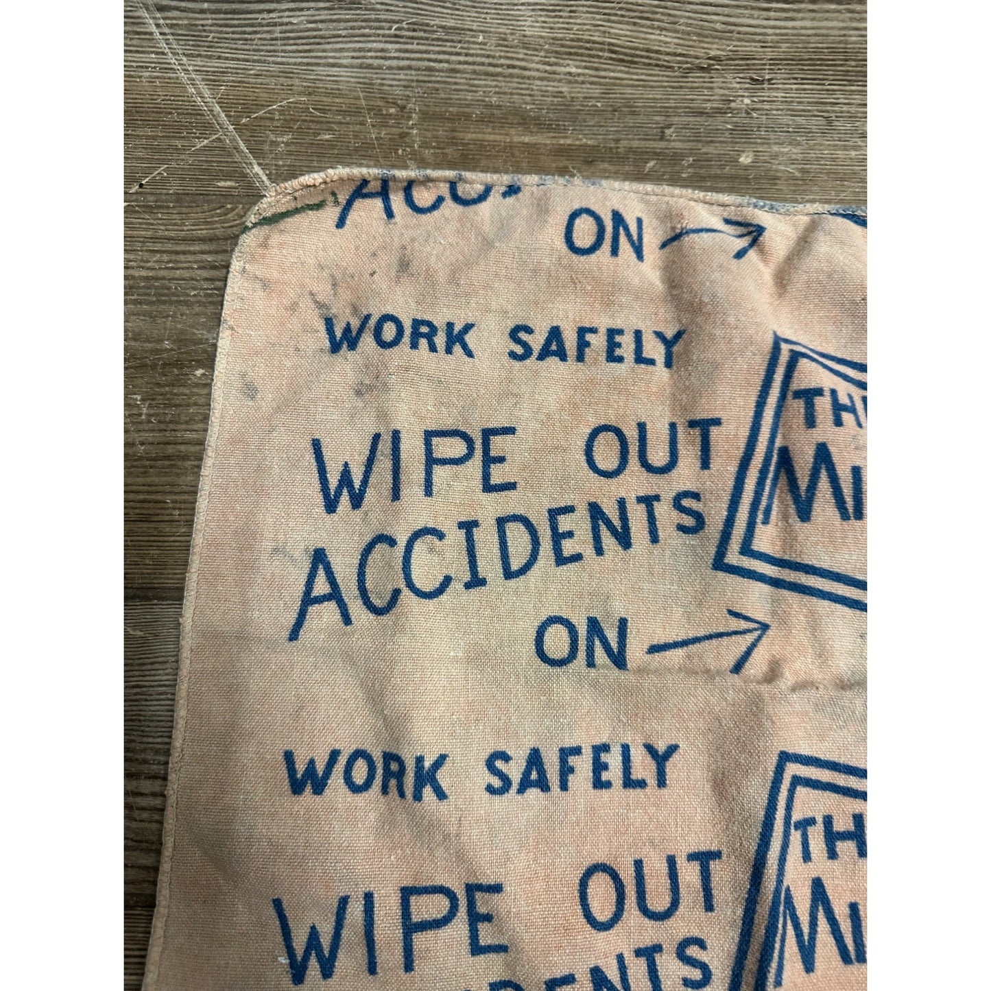 VINTAGE MILWAUKEE ROAD WIPE OUT ACCIDENTS TOWEL APPROX. 14"X15" RAG