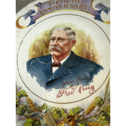 FRED KRUG BREWING CO. 1859 - 1909 ADVERTISING PLATE ORIGINAL PRE-PROHIBITION