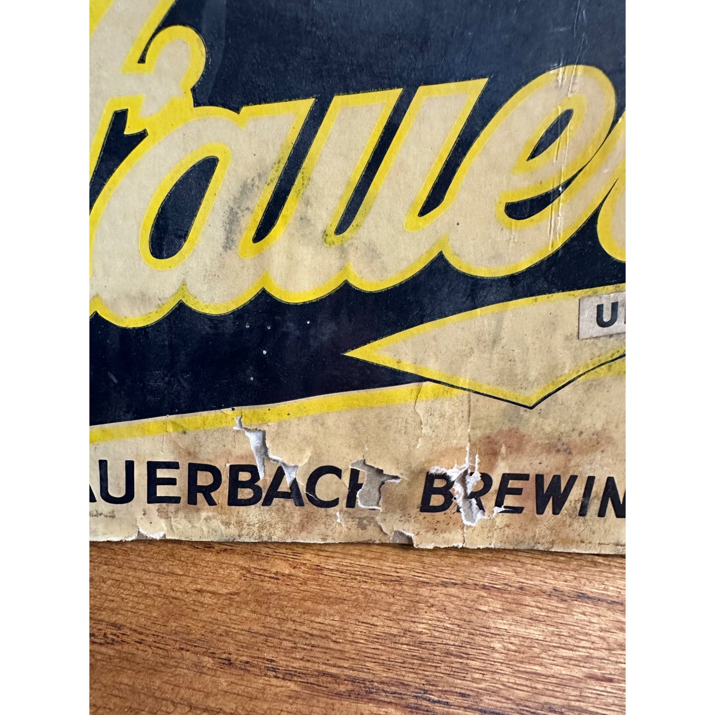 Vintage 1940s Fauerback Lager Beer Advertising Sign Madison WI Wis