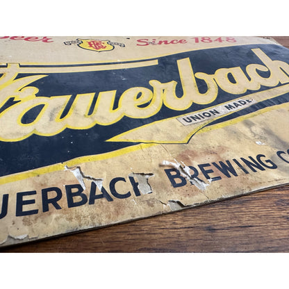 Vintage 1940s Fauerback Lager Beer Advertising Sign Madison WI Wis