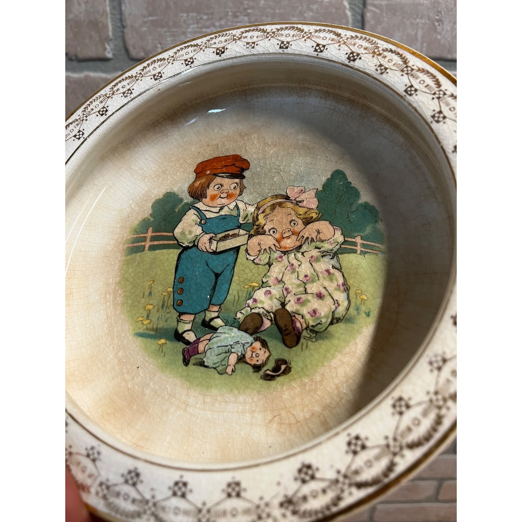 Antique Victorian Baby Feeding Dish Bowl Plate Dolly Dingle Doll Campbell Soup Kids
