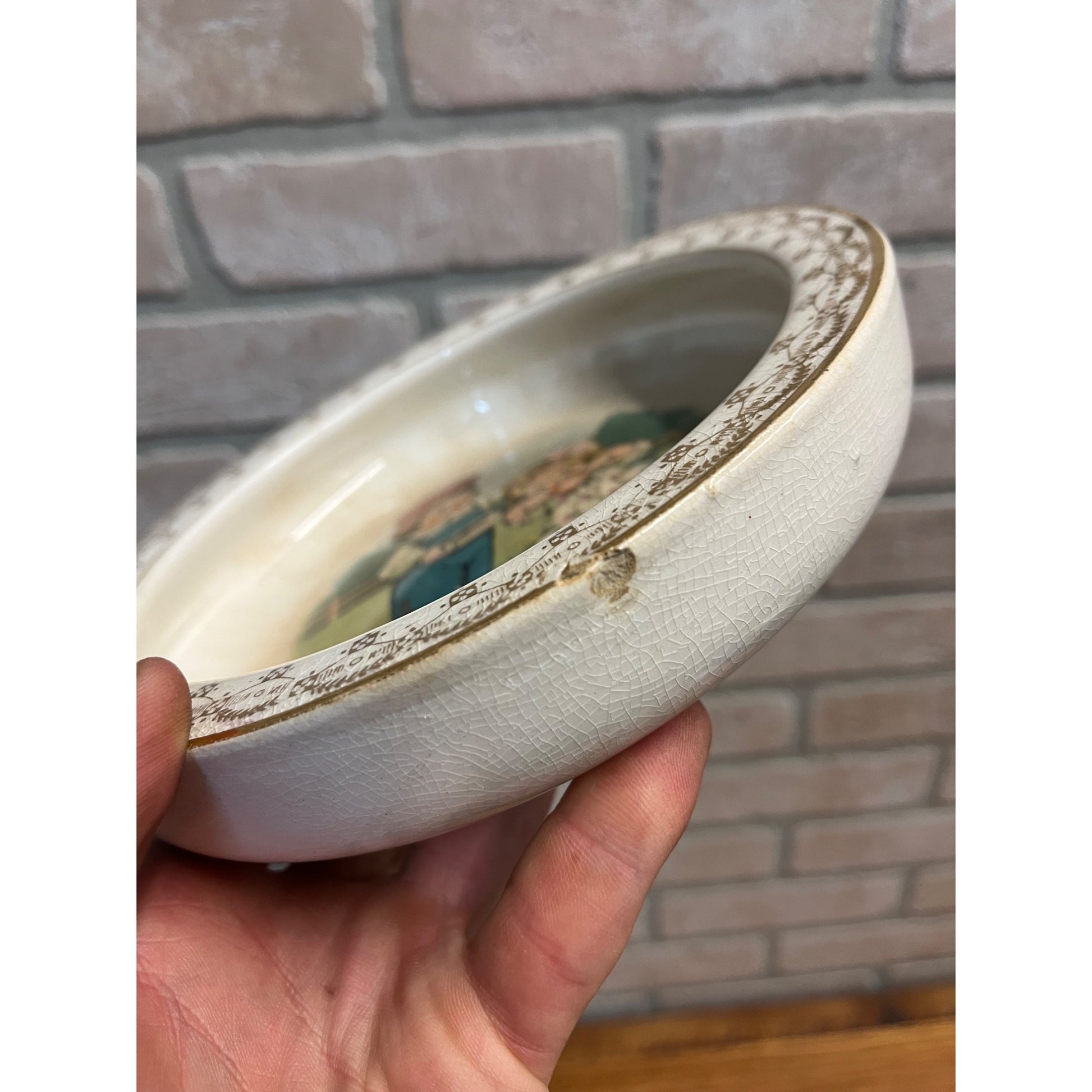 Antique Victorian Baby Feeding Dish Bowl Plate Dolly Dingle Doll Campbell Soup Kids